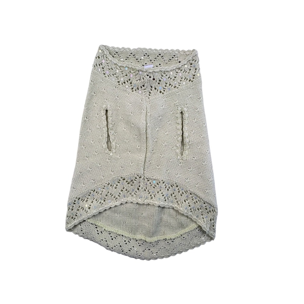 Oscar Newman‎ Green Knit Sequin Dog Sweater Vest Size L - Picture 2 of 5